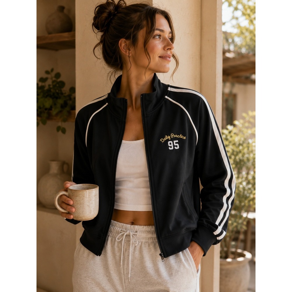 Daily Practice Anthropologie NWT Black Stripe Track Jacket‎ Small $138
